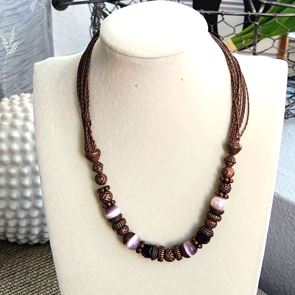 Cookie Lee Copper Beaded Necklace